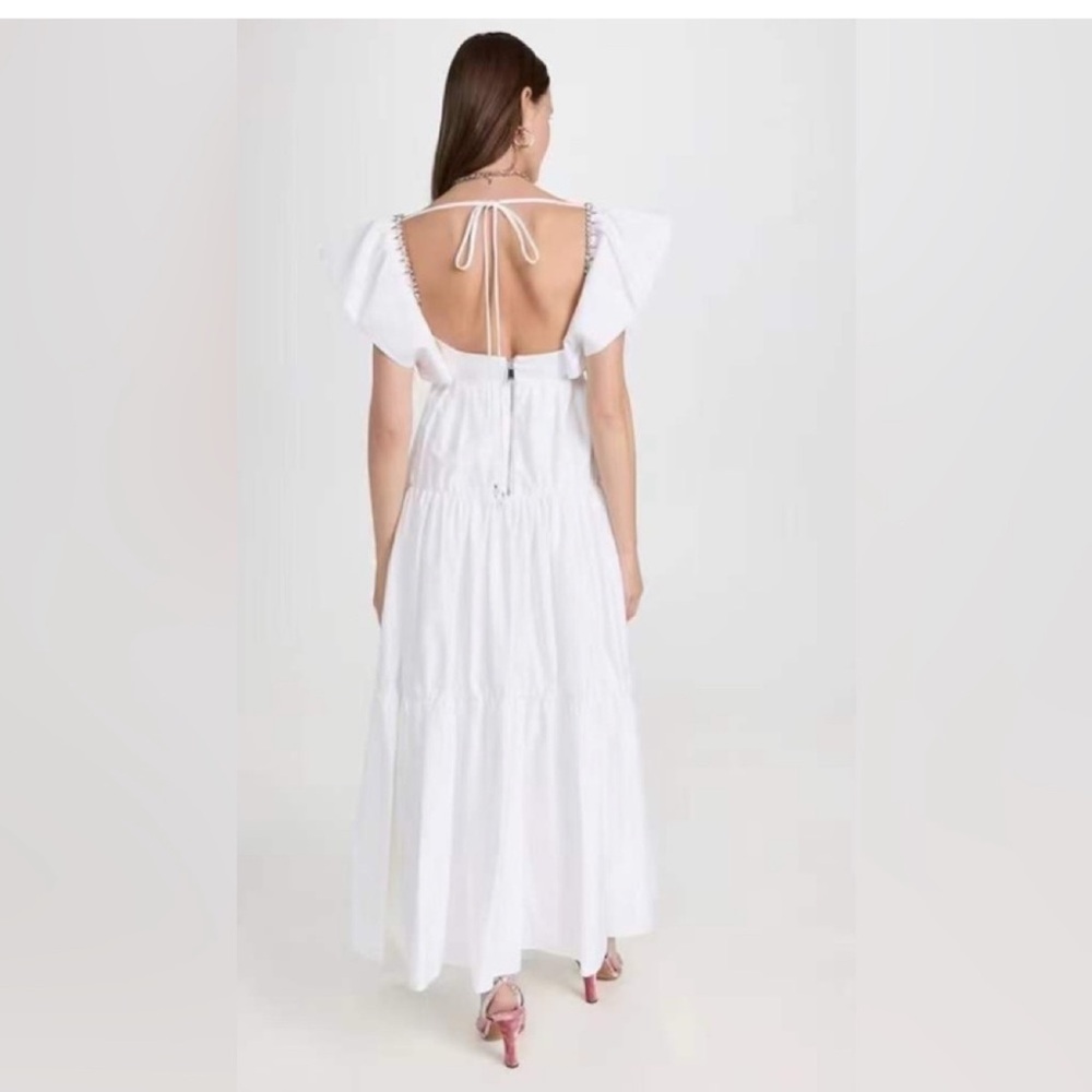 AREA Crystal Trim Poplin Midi Dress - Picture 2 of 2